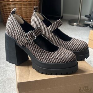 Steve Madden Women's Black and Brown Platform Mary Janes